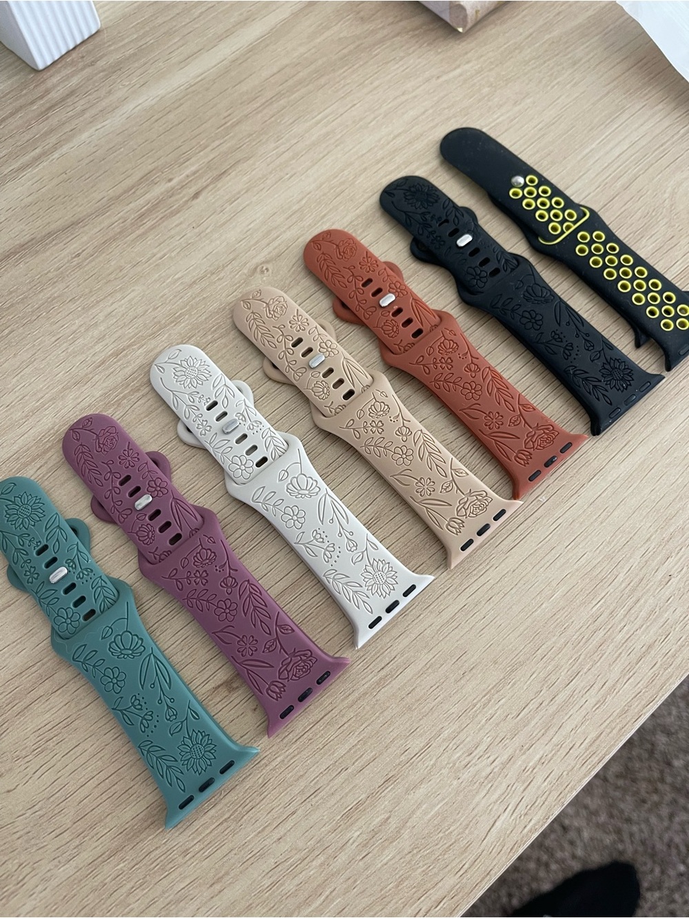 Floral Silicone Apple Watch Bands - Multiple Colors